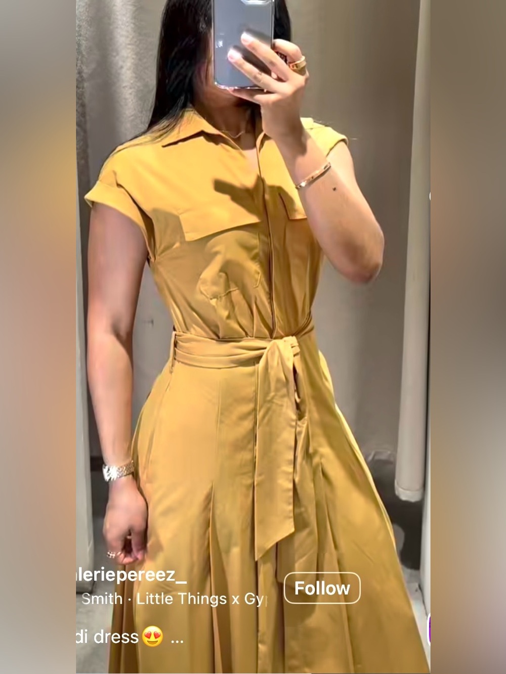Zara Poplin Mustard Yellow Shirt Dress Belted Cap Sleeves Lapel Collar Pockets M